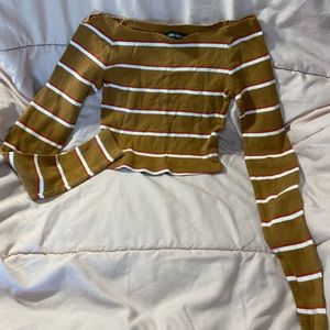 Long Sleeve Striped Crop Top